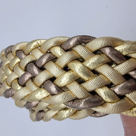 90s‎ Belt Braided Metallic Tri-Metals Gold Silver Copper 37 In Size M-L - Picture 2 of 4